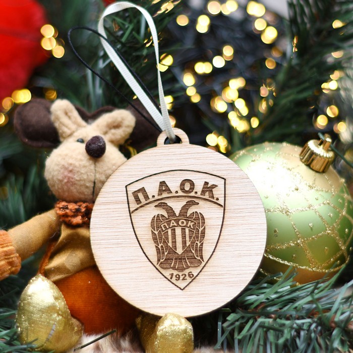 Ξύλινο χειροποίητο στολίδι Παοκ