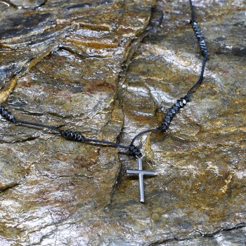 Χειροποίητο ανδρικό κολιέ με σταυρό Chrysostomos CHR-NCL 174