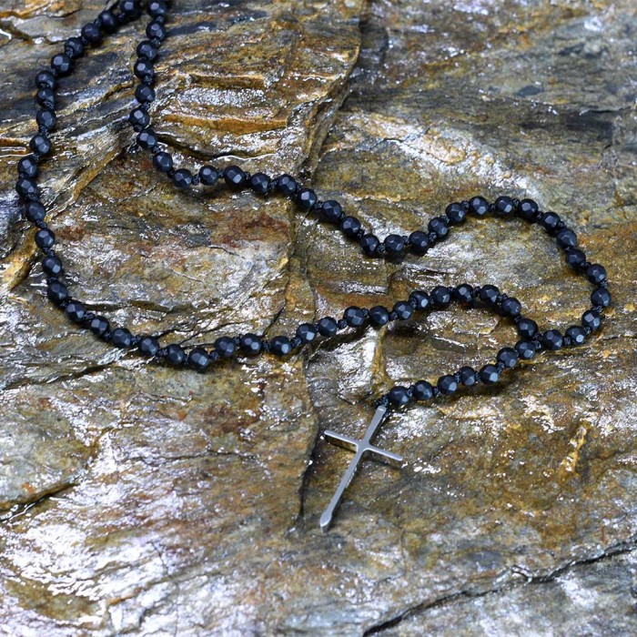 Χειροποίητο ανδρικό κολιέ με σταυρό Chrysostomos CHR-NCL 312