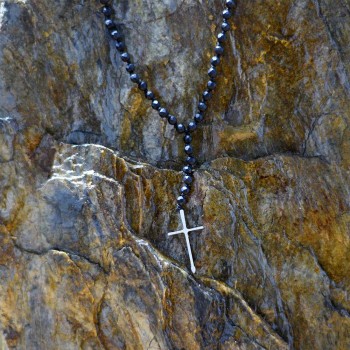 Χειροποίητο ανδρικό κολιέ με σταυρό Chrysostomos CHR-NCL 312