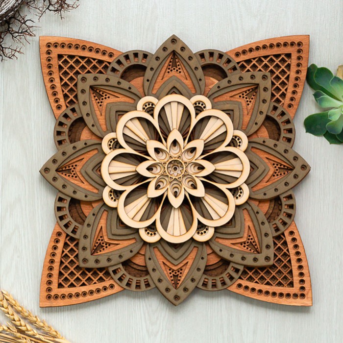Ξύλινο διακοσμητικό Mandala 12επιπ.