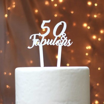 Διακοσμητικό τούρτας γενεθλίων 50 fabulous λευκό