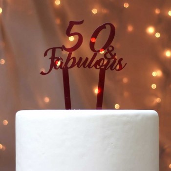 Διακοσμητικό τούρτας γενεθλίων 50 fabulous μπορντώ