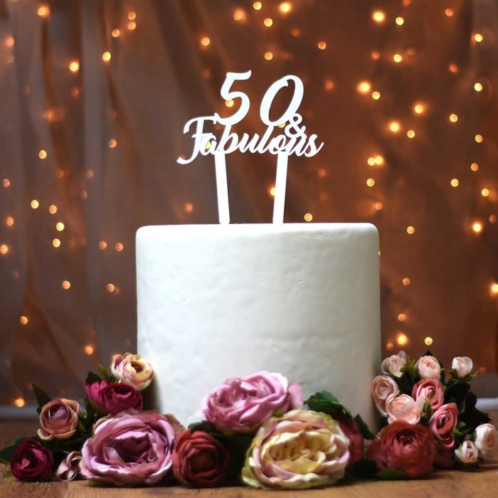 Διακοσμητικό τούρτας γενεθλίων 50 fabulous λευκό
