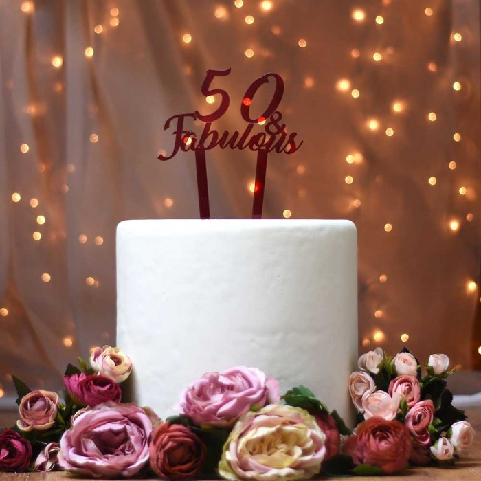 Διακοσμητικό τούρτας γενεθλίων 50 fabulous μπορντώ